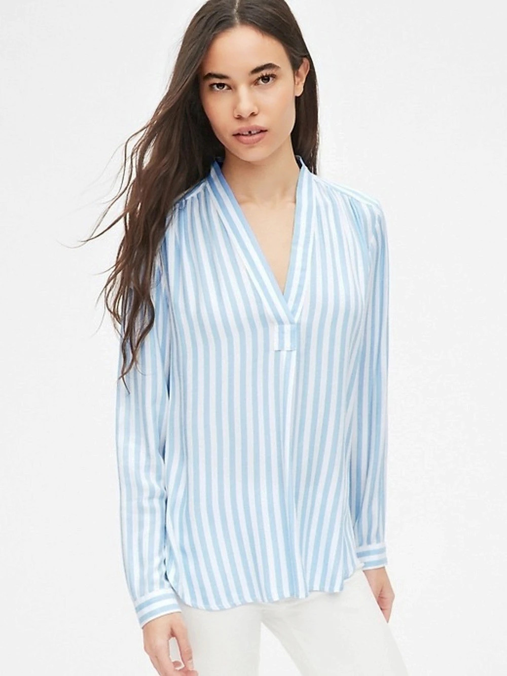 Gap Striped Blouse in Blue & White Size XS NWT